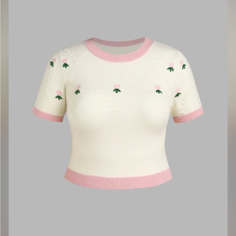 Cider Cream and Pink Floral Sweater